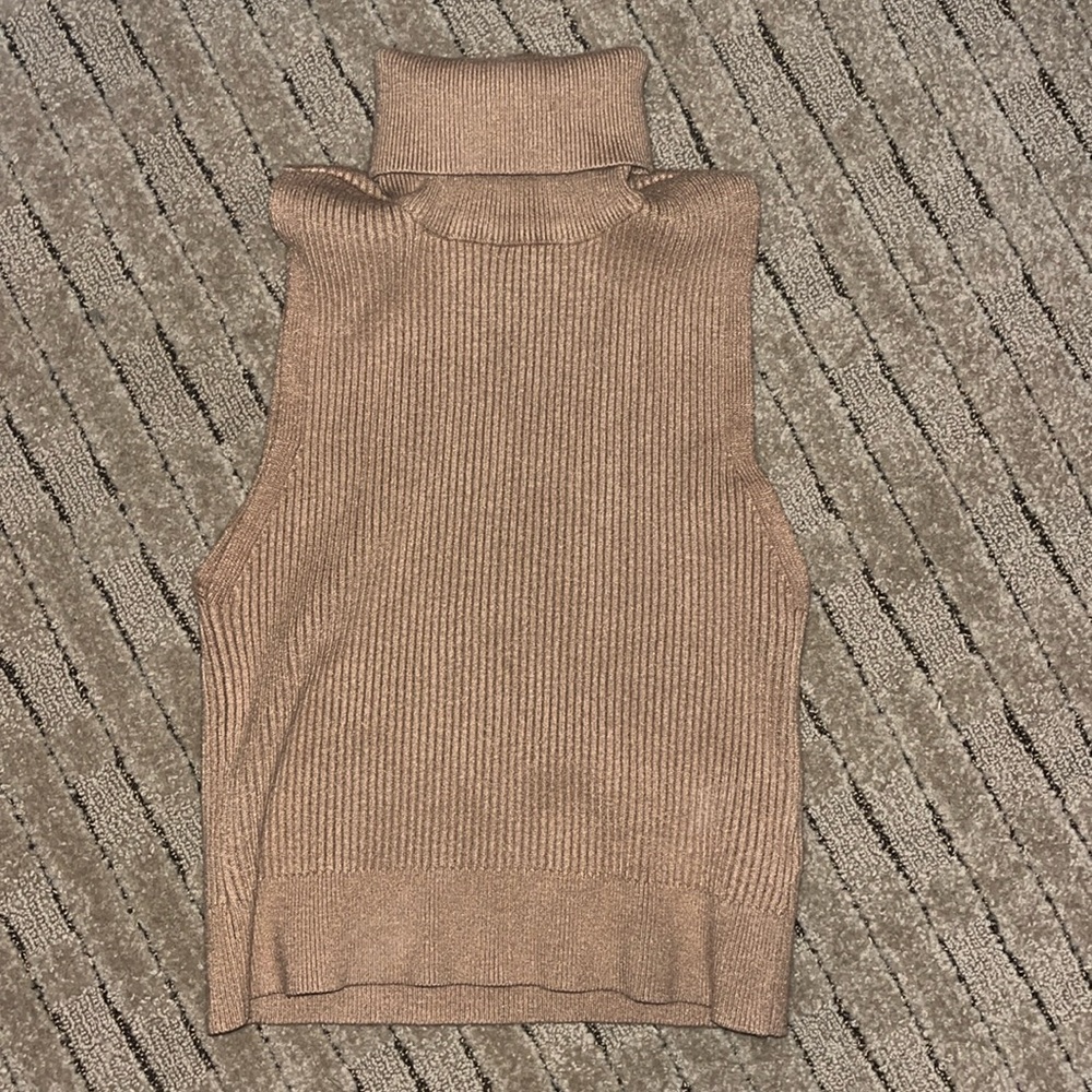 Forever 21 turtleneck tan ribbed tank top